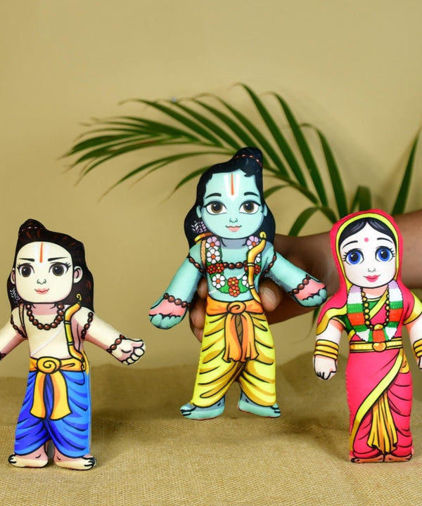 Ram Darbar Soft Toys Set of 4 | Lord Ram, Sita, Lakshman & Hanuman Plush Dolls | Hindu Religious Gift & Home Décor — image 2