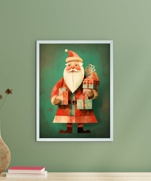 Sowpeace Santa: Premium Ho-Ho-Holiday Bliss Canvas – Handcrafted Indian-Inspired Wall Art for Festive Home Decoration — main view
