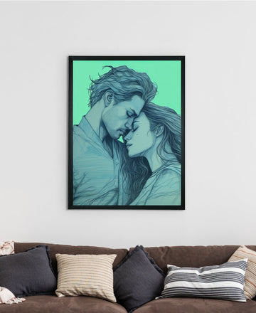 Sowpeace's Handcrafted Minimalist Romance Line Drawing Wall Art – Premium Indian-Inspired Canvas Print for Modern Home Aesthetics — alternate view