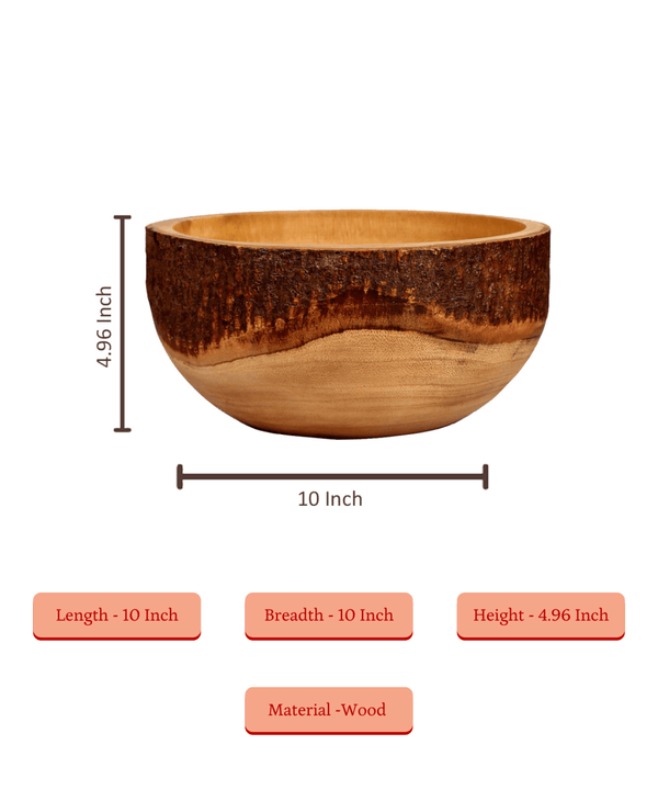 Sowpeace 10-Inch Artisan Acacia Wood Crafted Round Bowl — image 5