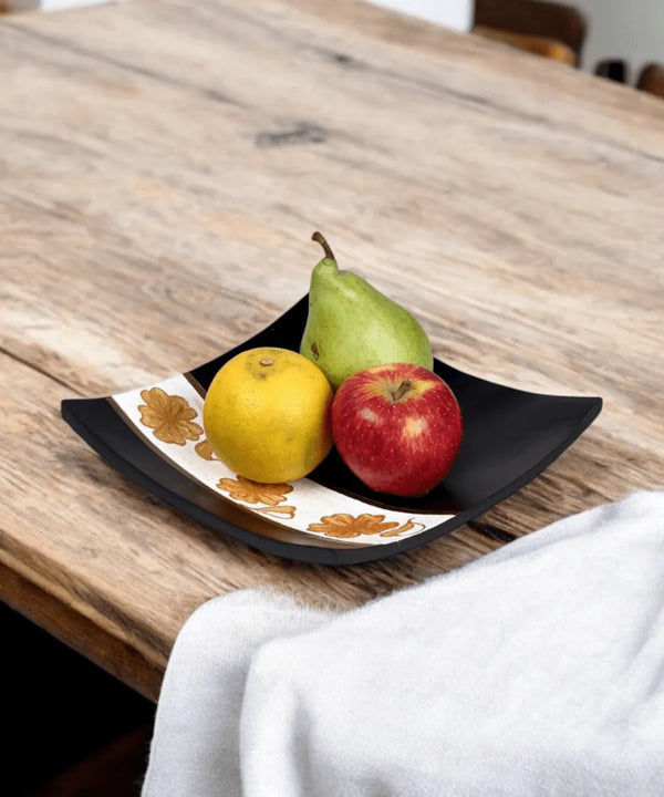 Sowpeace 10-Inch Handcrafted Black Acacia Wood Square Tray — main view