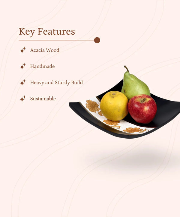Sowpeace 10-Inch Handcrafted Black Acacia Wood Square Tray — image 2