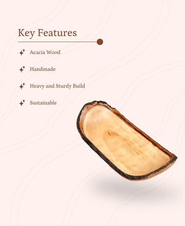 Sowpeace 12-Inch Acacia Wood Oval Decor Bowl — alternate view