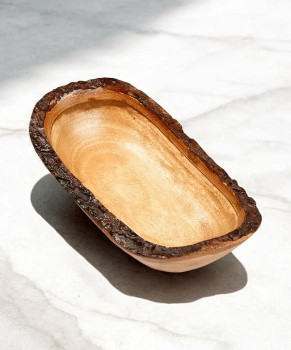 Sowpeace 12-Inch Acacia Wood Oval Decor Bowl — main view