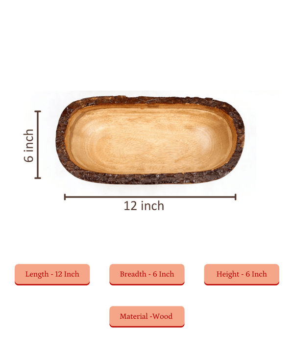 Sowpeace 12-Inch Acacia Wood Oval Decor Bowl — image 5