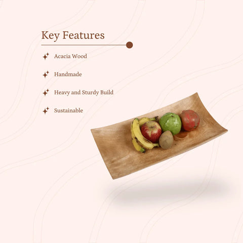 Sowpeace 12-Inch Acacia Wood Tray - Artisan Crafted