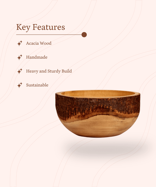 Sowpeace 12-Inch Premium Round Acacia Wood Bowl — image 2