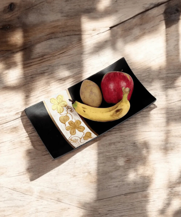 Sowpeace 14-Inch Handcrafted Black Acacia Wood Tray — image 3