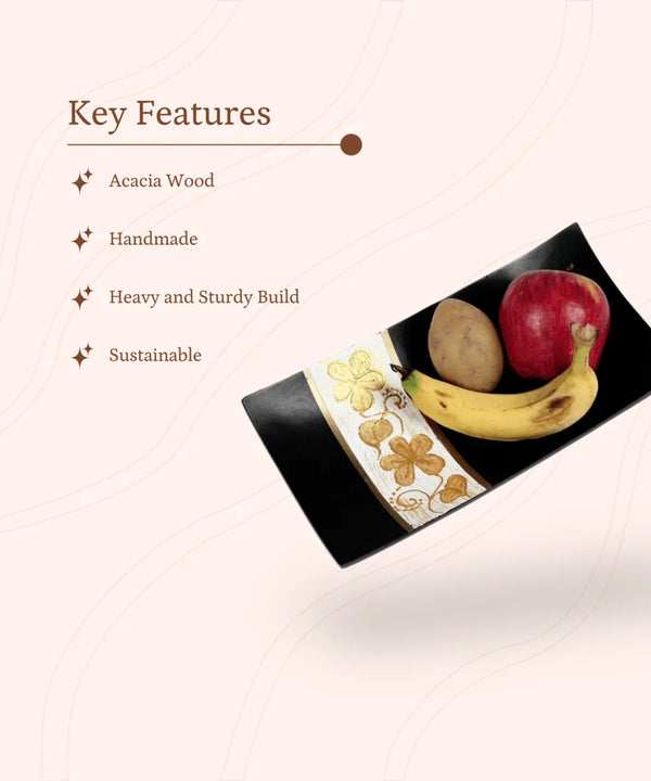 Sowpeace 14-Inch Handcrafted Black Acacia Wood Tray — image 2