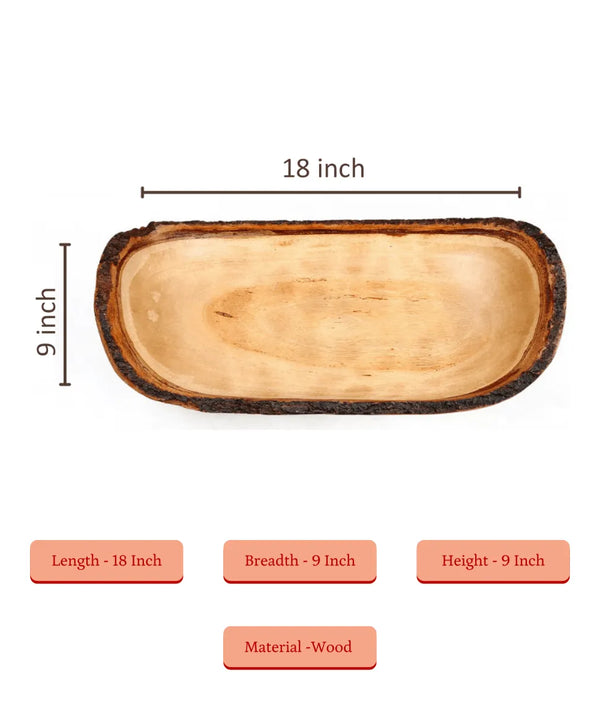 Sowpeace 18-Inch Acacia Wood Oval Serving Bowl — image 4