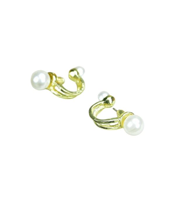 Sowpeace 2 Beads Crescent Gold Stainless Steel Earrings | Elegant One‑Size Lightweight Jewelry for Women & Daily Wear — image 5