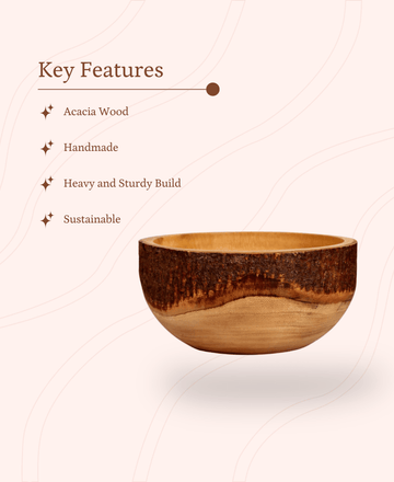 Sowpeace 6-Inch Natural Acacia Wood Round Bowl — alternate view