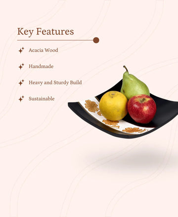 Sowpeace 6-Inch Traditional Black Acacia Wood Square Tray — alternate view