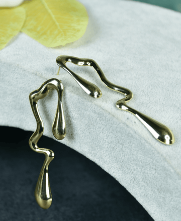 Sowpeace Abstract Gold Stainless Steel Earrings | Modern One‑Size Lightweight Jewelry for Women & Daily Wear — alternate view