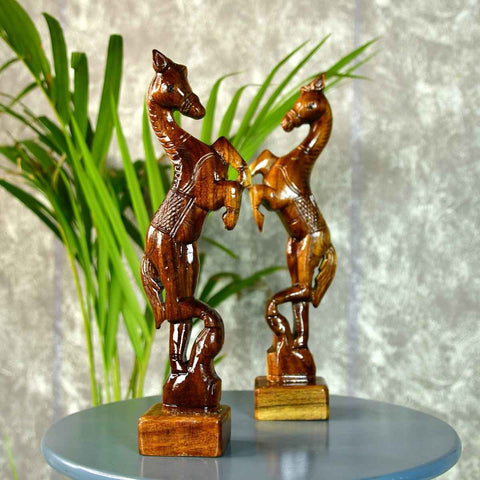 Sowpeace Artisan Wooden Jumping Horse Set: Home Decor