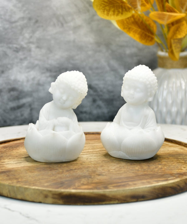Sowpeace Baby Monk Set | Elegant White Resin Spiritual Figurines for Peaceful Home Décor & Gifting — image 2
