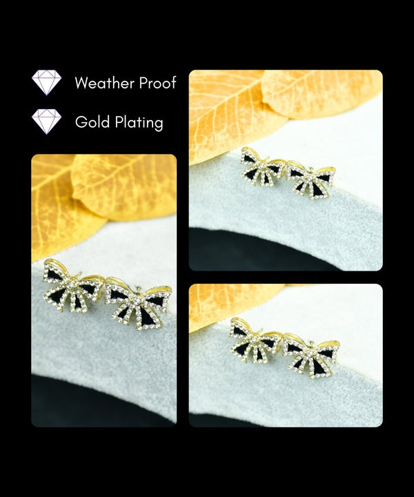 Sowpeace Black Gold Stainless Steel Ribbon Earrings | Elegant One‑Size Lightweight Jewelry for Women & Daily Wear — image 4
