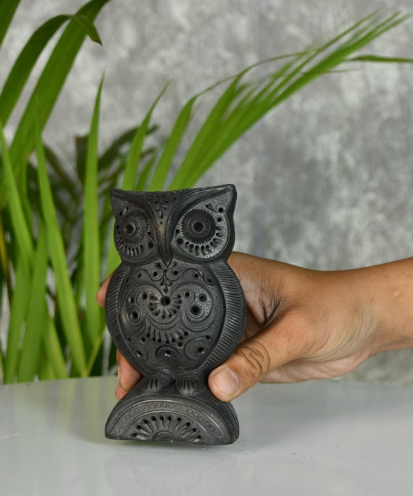 Sowpeace Black Terracotta Artisanal Owl: Tabletop Decor — image 2