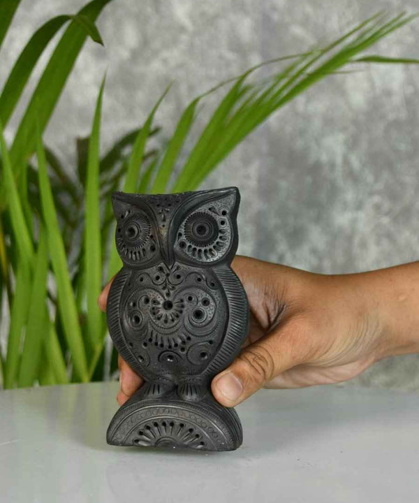 Sowpeace Black Terracotta Artisanal Owl: Tabletop Decor — image 2