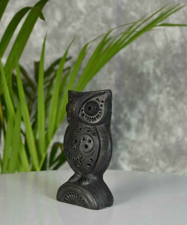 Sowpeace Black Terracotta Artisanal Owl: Tabletop Decor — image 3
