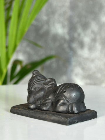 Sowpeace Black Terracotta Sleeping Ganesh: Artisan Tabletop Decor