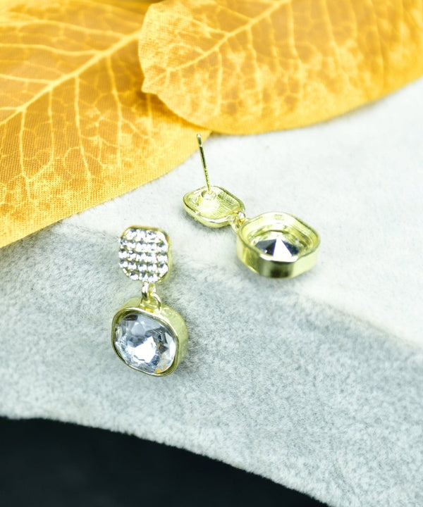 Sowpeace Crystal on Crystal Gold Stainless Steel Earrings | Elegant One‑Size Lightweight Jewelry for Women & Daily Wear — image 2