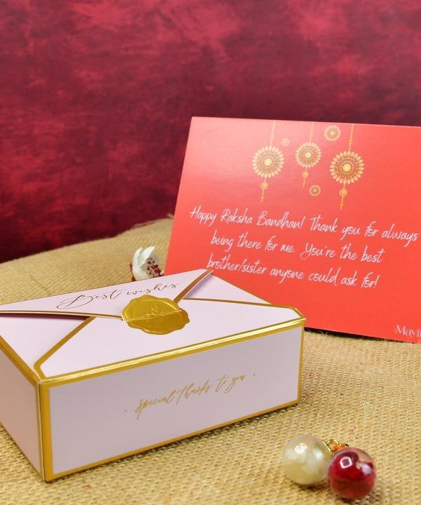 Sowpeace Exquisite Golden Ganesha Rakhi Pack of 1 with Roli Chawal and Greeting card combo for Raksha Bandhan and Gifting — image 11
