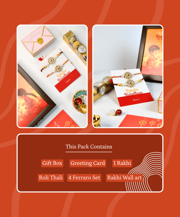 Sowpeace Exquisite Red Centre Flower Rakhi Pack of 2 with Roli Chawal and Greeting card combo for Raksha Bandhan and Gifting — image 6