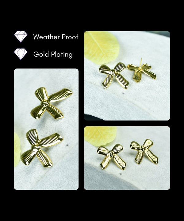 Sowpeace Floral Stripe Gold Stainless Steel Earrings | Stylish One‑Size Lightweight Jewelry for Women & Daily Wear — image 5