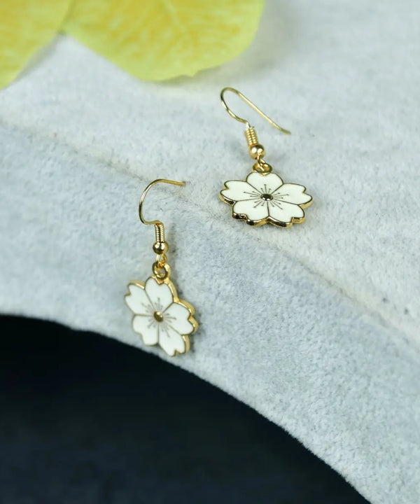 Sowpeace Floral White Gold Stainless Steel Earrings | Elegant One‑Size Lightweight Jewelry for Women & Daily Wear — main view