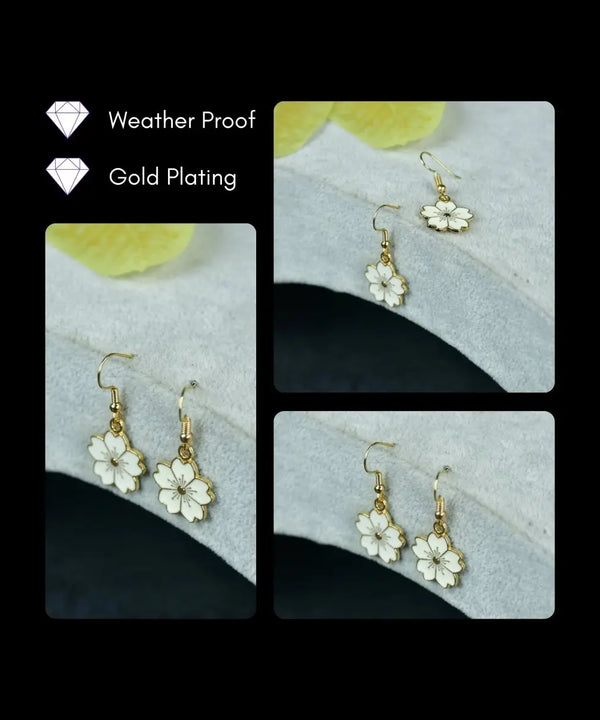 Sowpeace Floral White Gold Stainless Steel Earrings | Elegant One‑Size Lightweight Jewelry for Women & Daily Wear — image 4