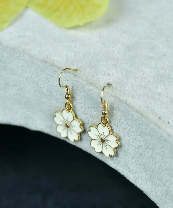 Sowpeace Floral White Gold Stainless Steel Earrings | Elegant One‑Size Lightweight Jewelry for Women & Daily Wear — image 2