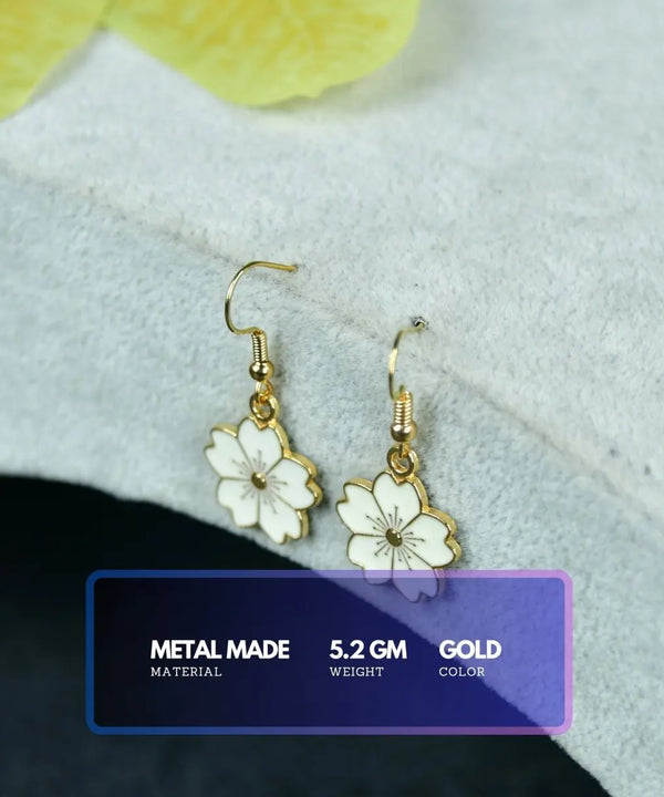 Sowpeace Floral White Gold Stainless Steel Earrings | Elegant One‑Size Lightweight Jewelry for Women & Daily Wear — image 3