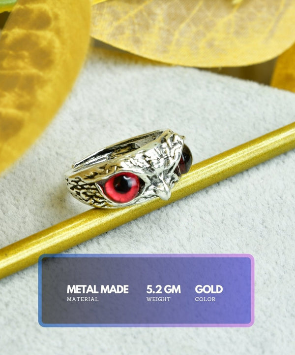 Sowpeace Gold Red Eyed Owl Ring Stainless Steel | Bold One‑Size Adjustable Statement Jewelry for Women & Men — image 3