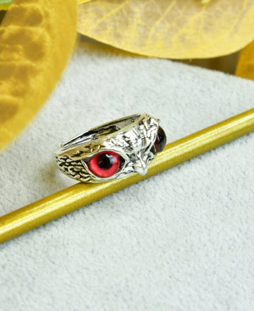 Sowpeace Gold Red Eyed Owl Ring Stainless Steel | Bold One‑Size Adjustable Statement Jewelry for Women & Men — alternate view