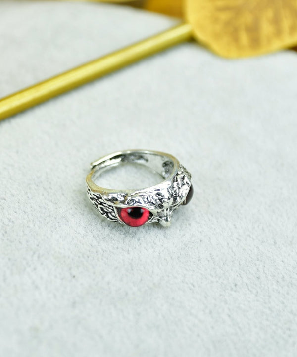 Sowpeace Gold Red Eyed Owl Ring Stainless Steel | Bold One‑Size Adjustable Statement Jewelry for Women & Men — main view