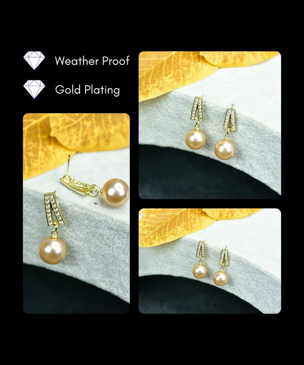 Sowpeace Gold Stainless Steel Hanging Pearl Earrings | Elegant One‑Size Lightweight Jewelry for Women & Daily Wear — image 4
