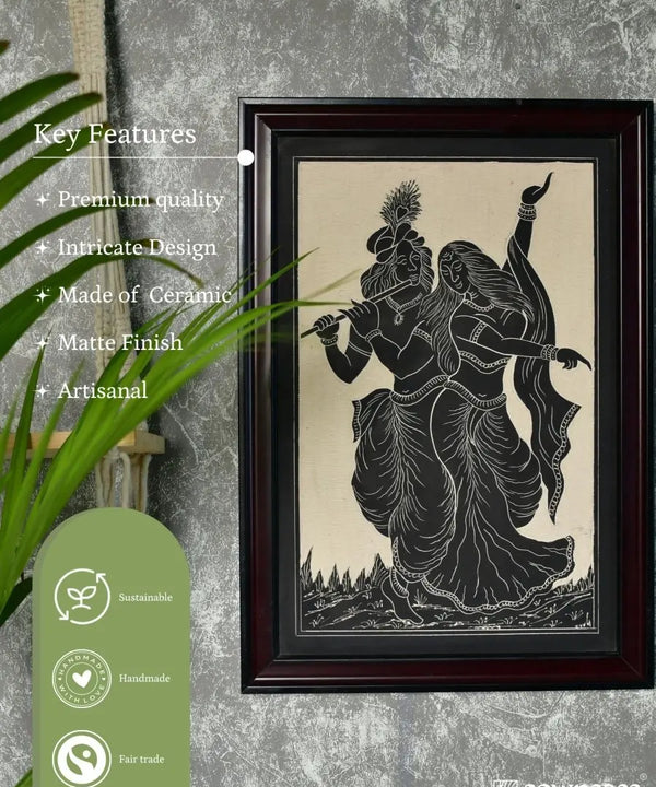 Sowpeace Hand-Carved Ceramic Radha Krishna Wall Décor — image 6