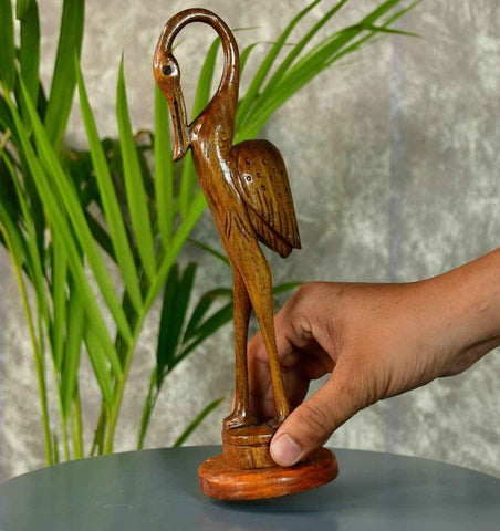 Sowpeace Hand-Carved Flamingo: Tropical Elegance on Your Tabletop