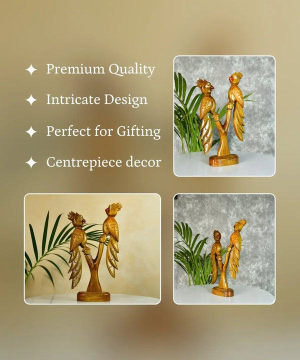 Sowpeace Hand Carved Wooden Parrot Set — image 3