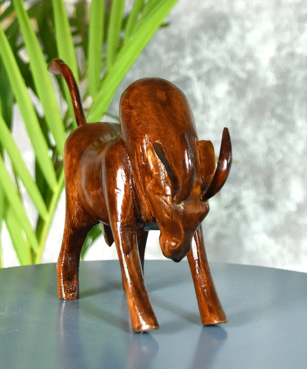 Sowpeace Handcarved wooden large bull: Artisan Home Decor — image 5