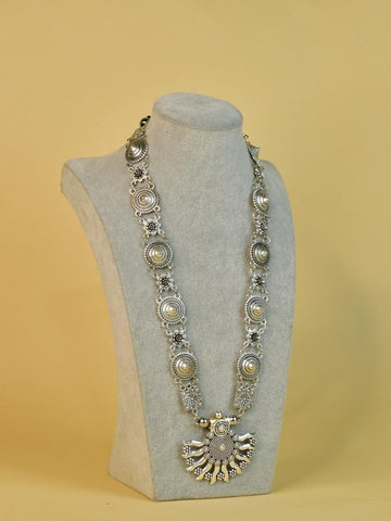 Sowpeace Handcrafted German Silver Necklace: Sun and Flower Design