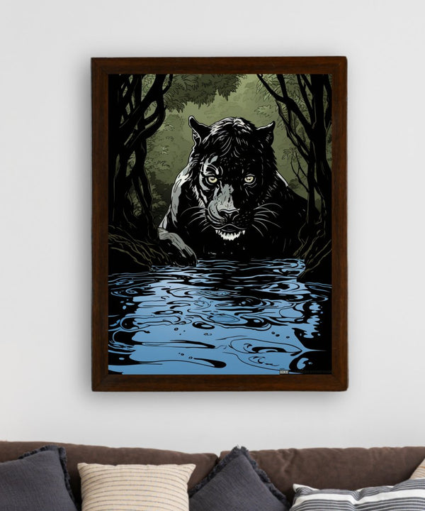 Sowpeace Harmony: Find Your Handcrafted Abstract Black Panther – Premium Indian-Inspired Canvas Art for Stylish and Elegant Interiors — image 3
