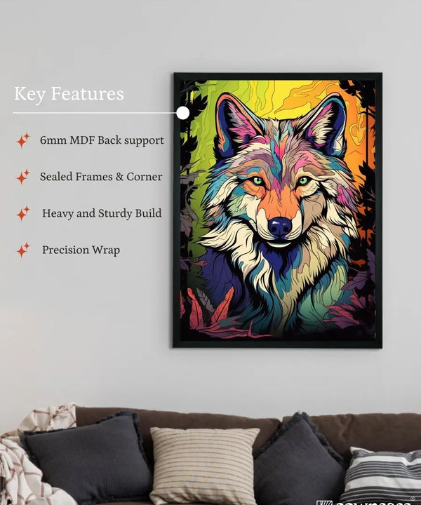 Sowpeace Harmony: Find Your Handcrafted Abstract Wolf – Premium Indian-Inspired Canvas Art for Contemporary Home Decoration — image 6