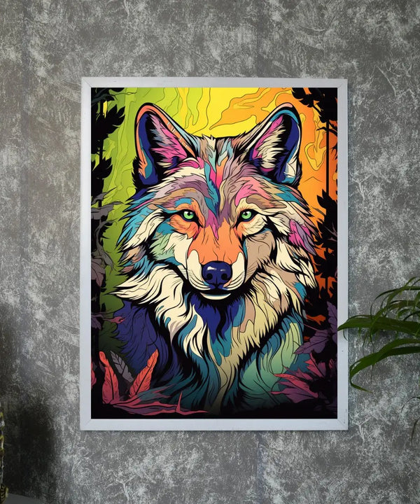 Sowpeace Harmony: Find Your Handcrafted Abstract Wolf – Premium Indian-Inspired Canvas Art for Contemporary Home Decoration — main view