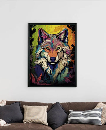 Sowpeace Harmony: Find Your Handcrafted Abstract Wolf – Premium Indian-Inspired Canvas Art for Contemporary Home Decoration — alternate view