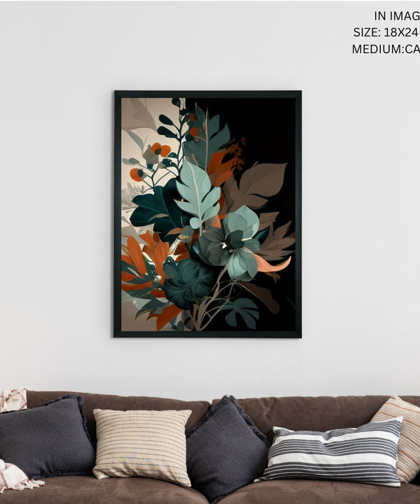 Sowpeace's Handcrafted Botanical Abstract Wall Art – Sea Green & Earth Black, Premium Indian-Inspired Decor — image 5