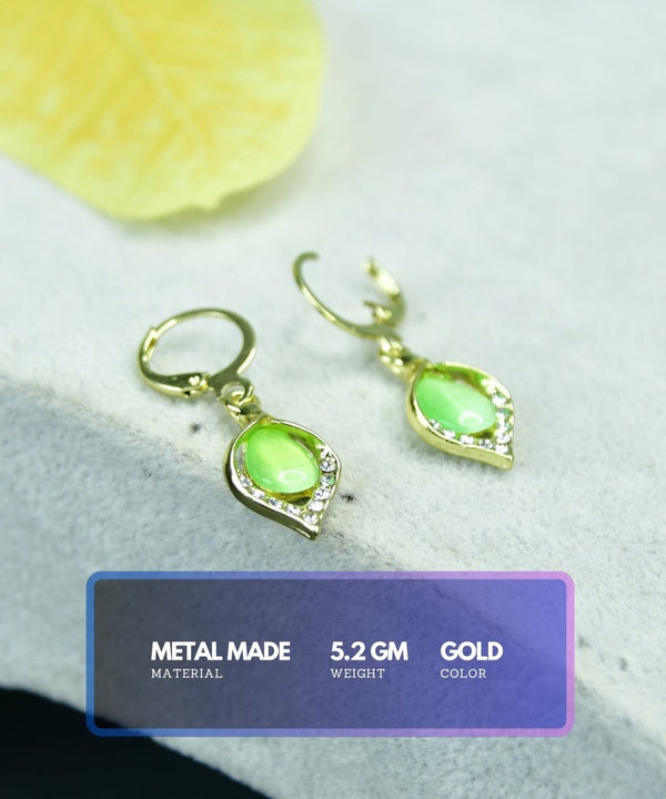 Sowpeace Lime Crystal Gold & Lime Stainless Steel Earrings | Elegant One‑Size Lightweight Jewelry for Women & Daily Wear — image 3