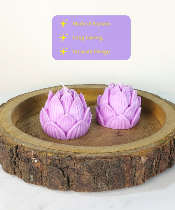Sowpeace Lotus Petals Soywax Candle Set of 2 – Hand-Poured, Purple, Vegan & Unscented Décor — image 2