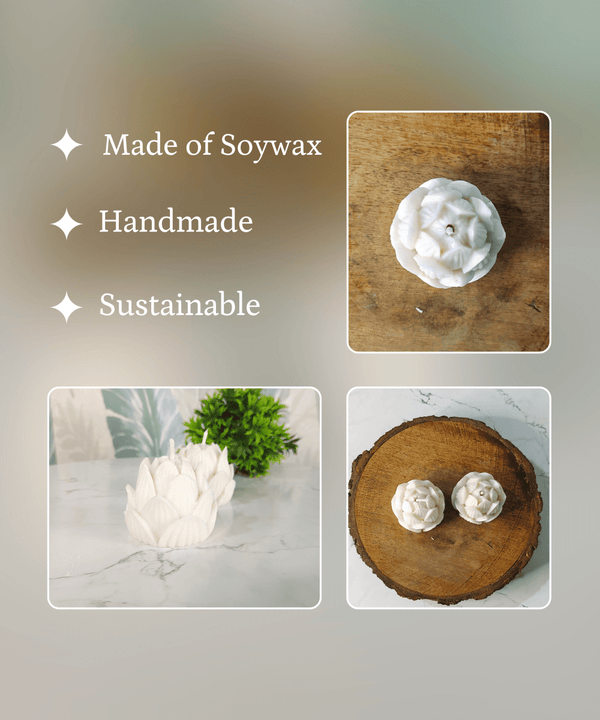 Sowpeace Lotus Petals Soywax Candle Set of 2 – Hand-Poured, White, Vegan & Unscented Décor — image 4